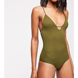 Green Free People Body Suit Worn Once!!